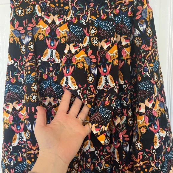 Eva Franco Anthropologie Folk Art Animal Print Midi Skirt Women’s Size 4 - Picture 2 of 10